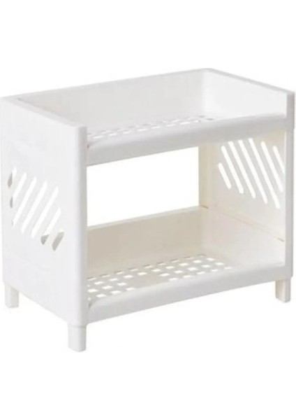 Çift Katlı Çok Amaçlı Makyaj ve Takı Düzenleyici Organizer Beyaz