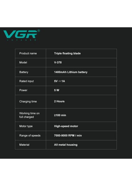 Vgr V-378 Profesyonel Yüksek Hızlı Folyo Tıraş Makinesi - Kırmızı ve Siyah Renk Seçenekleriyle