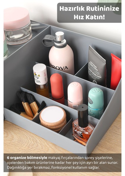 Gri Çok Amaçlı Çekmeceli Makyaj ve Takı Düzenleyici Kutu modelleri