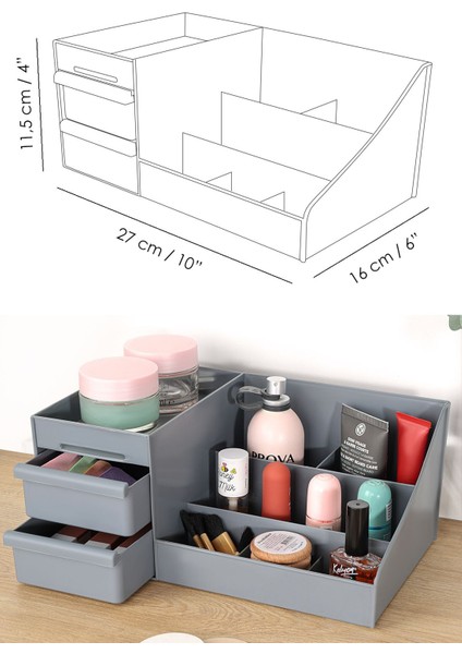 Gri Çok Amaçlı Çekmeceli Makyaj ve Takı Düzenleyici Kutu indirimleri