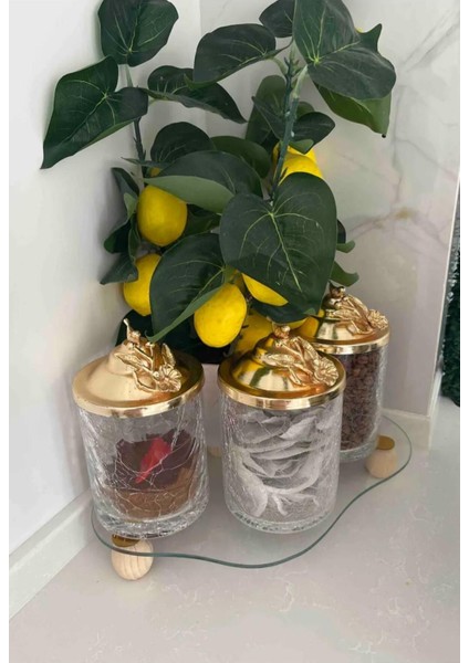 Eğri Cam Tepsi, Ahşap Top Ayaklı Dekoratif Sunum ve Düzenleyici Stand fiyatları