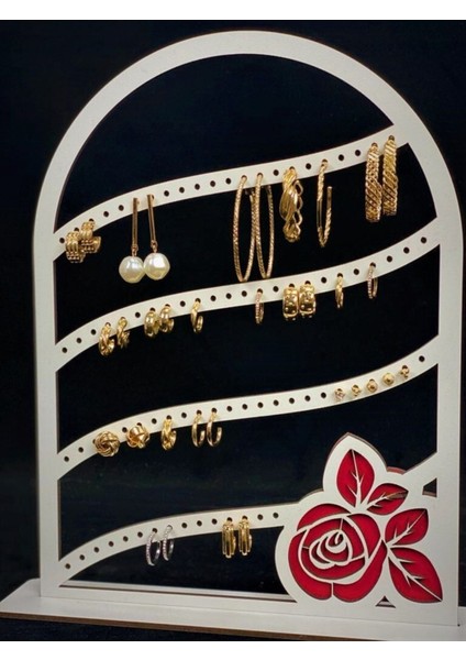 Ahşap Küpe ve Takı Standı, Şık ve Pratik Organizer, Beyaz Renk indirimleri