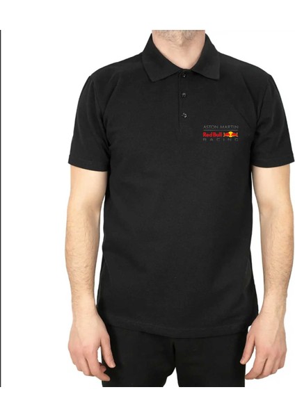 Aston Martn Redbull Racing Polo Yaka Siyah Tişört