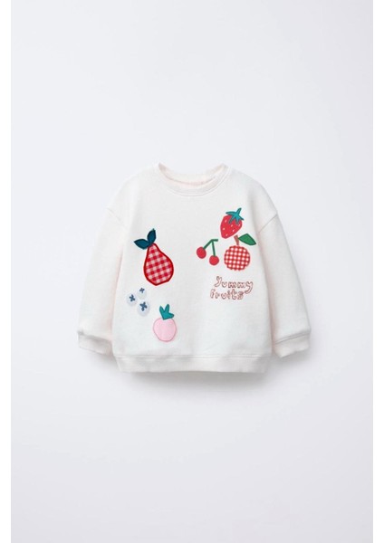Kız Çocuk Pamuklu Ekru Yummy Fruits Sweatshirt ve Pembe Fiyonklu Pantolon Takım - Alt Üst Takım fiyatları