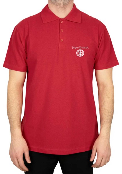 Dream Theater Logo 3 Polo Yaka Kırmızı Tişört