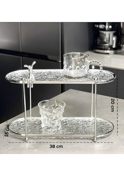 Şeffaf Kırık Cam Desenli 2 Katlı Organizer 38X15X20 cm | Dekoratif ve Şık Tasarım fiyatları