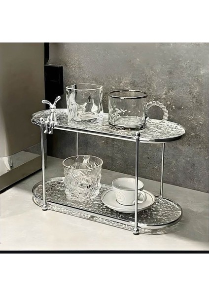 Şeffaf Kırık Cam Desenli 2 Katlı Organizer 38X15X20 cm | Dekoratif ve Şık Tasarım fırsatları