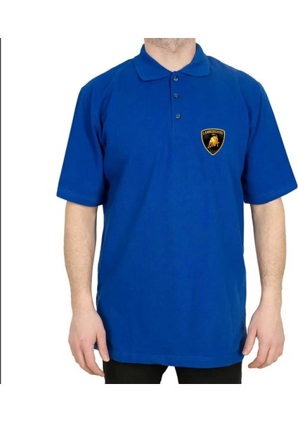 Lamborghni Classic Polo Yaka Mavi Tişört