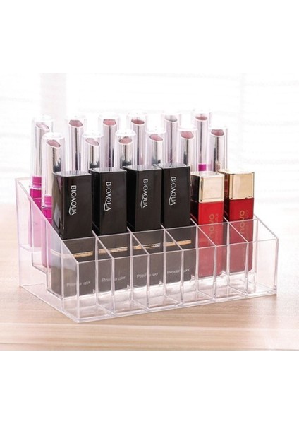 Şeffaf 24 Bölmeli Makyaj Organizeri, Ruj, Oje, Fırça, Düzenli Saklama Kutusu modelleri