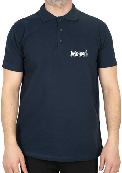 Behemoth Classic Logo Polo Yaka Lacivert Tişört