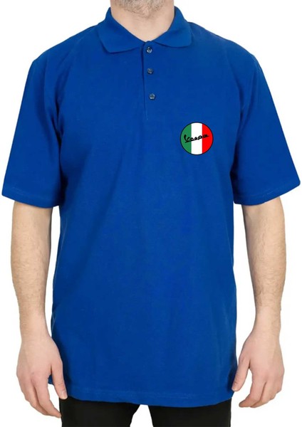 Vespa Logo Polo Yaka Mavi Tişört