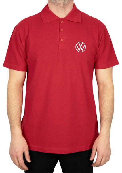 Volkswagen New Logo Polo Yaka Kırmızı Tişört