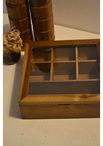 Kahverengi Kapaklı ve Bölmeli Organizer Kutu 20,7X20,7X6,5