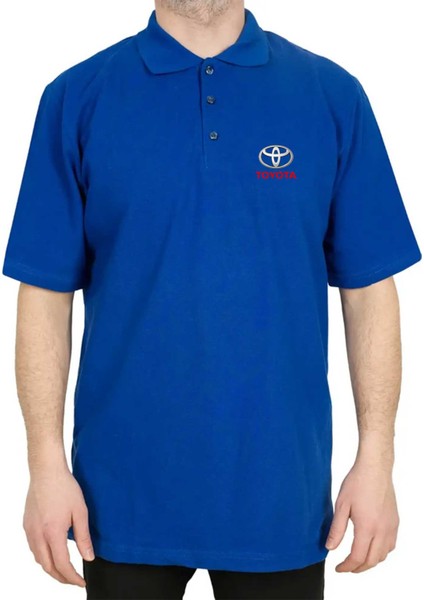 Toyata Text Logo Polo Yaka Mavi Tişört