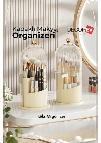 Şeffaf Sürgülü Kozmetik ve Fırça Organizeri, Banyo ve Makyaj Düzeni