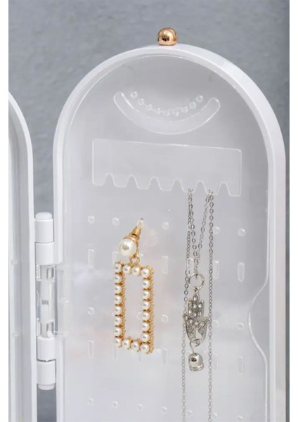 Katlanabilir Aynalı ve Ayaklı Takı Düzenleyici Beyaz, Şık ve Kullanışlı Tasarım