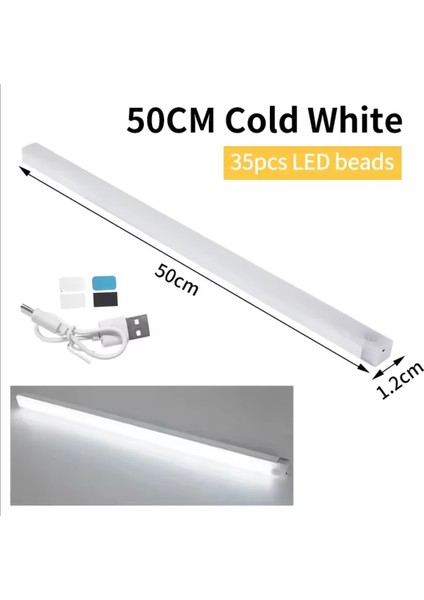 50 cm Beyaz Işık Hareket Sensörlü Dolap Içi Çalışma Masası Mutfak Tezgah Altı USB LED Işık fiyatları