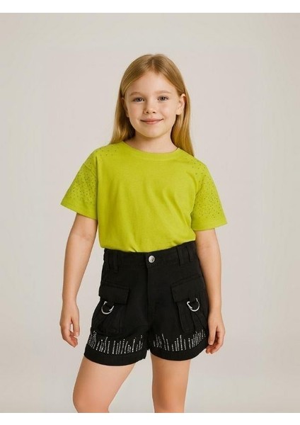 Kız Çocuk Taş Işlemeli Şort