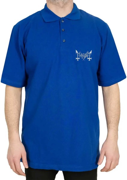 Mayhem Logo Polo Yaka Mavi Tişört