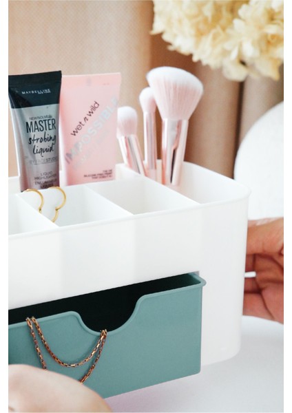 Yeşil 7 Bölmeli Çekmeceli Makyaj ve Takı Organizeri, Masaüstü Düzenleyici indirimleri