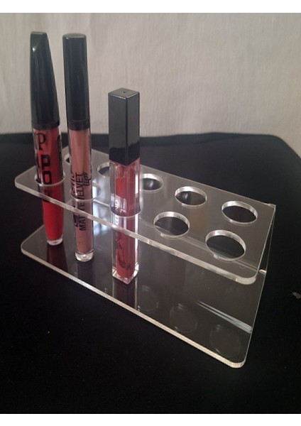 Şeffaf Akrilik Ruj Standı, 15X20 Cm, 3mm Kalınlık, 2,5 cm Delik Çapı
