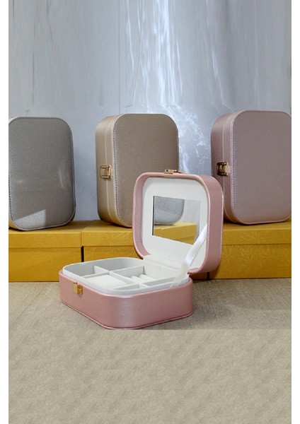 Büro Ev Ofis Takı Düzeni Için Deri Kaplı Makyaj Takı Organizeri Kutu Çantası