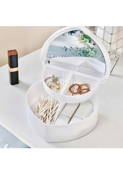 Beyaz Kalpli Aynalı Takı Saklama Kutusu, Bölmeli, Şık ve Kullanışlı Tasarım fiyatları