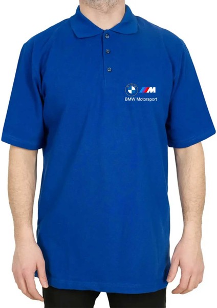 Bmw Logo M Power Motorsport 2 Polo Yaka Mavi Tişört