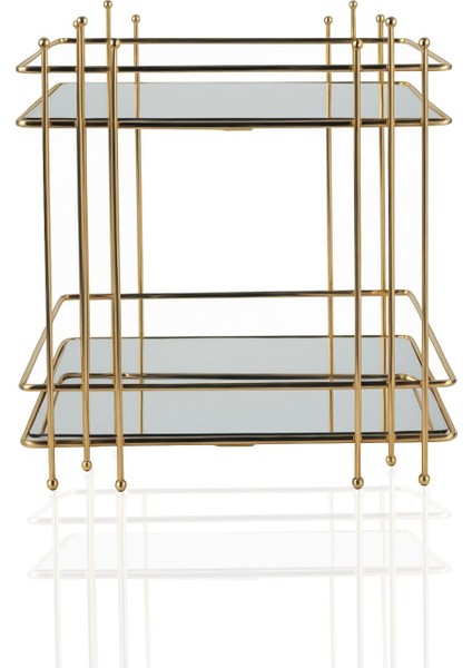 Iki Katlı Dikdörtgen Aynalı Organizer, Gold Kaplama, Şık ve Fonksiyonel Tasarım fiyatları