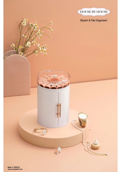 Şık Bej Çekmeceli Takı ve Mücevher Düzenleyici Organizer