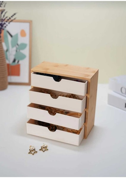 Bambu 4 Çekmeceli Çok Amaçlı Düzenleyici Organizer Kahverengi