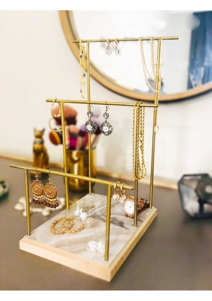 Ekru Metal Takı Düzenleyici, Çeşitli Boyutlarda, Şık ve Kullanışlı Tasarım