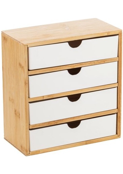 Bambu Makyaj ve Takı Organizeri, 4 Çekmeceli, Şık ve Kullanışlı Tasarım