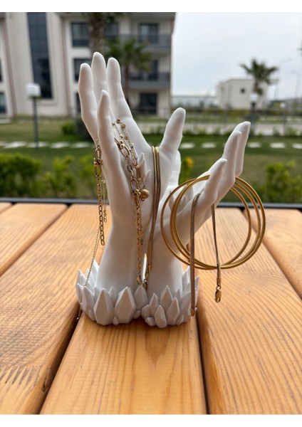 El Şeklinde Şık Yüzük ve Takı Düzenleyici, Gri Renkli Güzel Tasarım