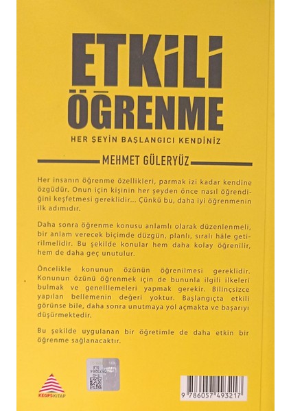 Etkili Öğrenme Her Şeyin Başlangıcı Kendiniz - Mehmet Güleryüz fiyatları
