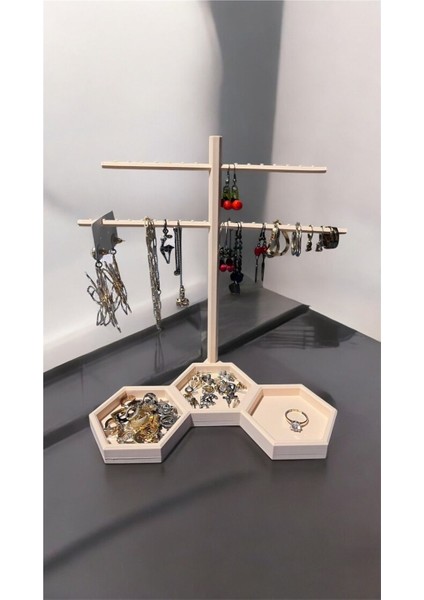 Bej Renkli Küpe ve Aksesuar Organizeri, Şık ve Pratik Saklama Çözümü fiyatları