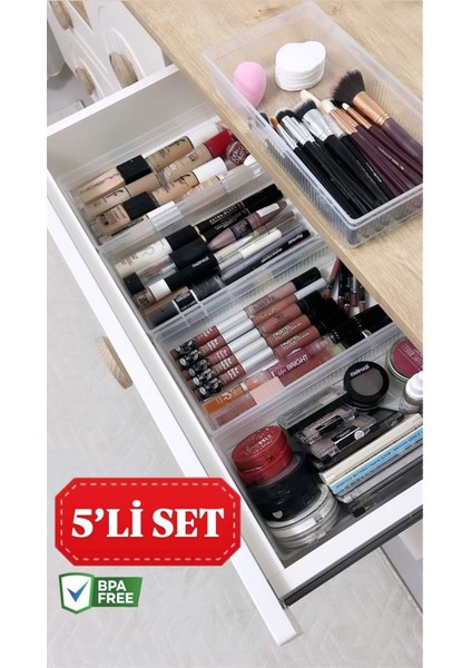 Bade Xl Çekmeceli Makyaj ve Kozmetik Düzenleyici, Fırça Kutusu, Beyaz, 5'li modelleri