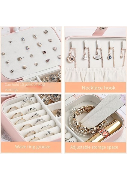 Şık 3 Bölmeli Takı Kutusu, Mücevher Düzenleyici ve Organizer, Pembe Renkli indirimleri