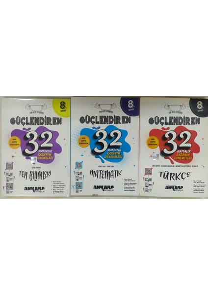 Yayıncılık 8.sınıf Güçlendiren 32 Haftalık Türkçe+Matematik+Fen Kazanım Denemeleri