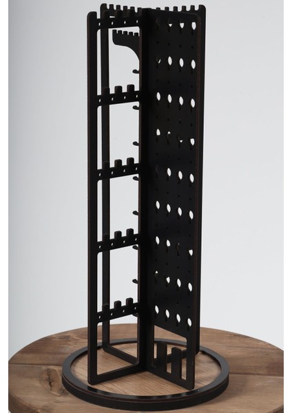 Siyah Ahşap Çok Amaçlı Takı Organizeri, Dekoratif Stand, Kolye, Küpe, Yüzük, Bilezik Tutucu indirimleri