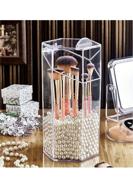 Kapaklı ve Bölmeli Fırça Düzenleyici, Toz Korumalı, Pratik ve Şık Tasarım