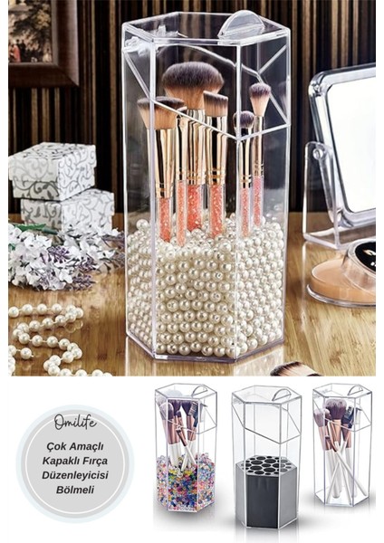 Kapaklı ve Bölmeli Fırça Düzenleyici, Toz Korumalı, Pratik ve Şık Tasarım modelleri