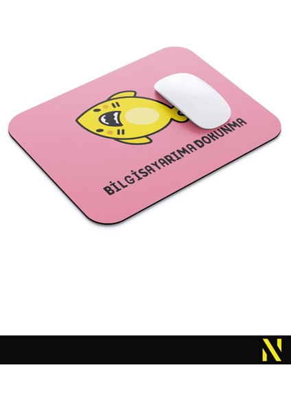 Sevimli Köpek Balığı Pembe Sarı Renkli Ergonomik Mouse Pad - 23 cm x 19 cm - Kaydırmaz Taban Ev ve Ofis Kullanımı Fare Altlığı Mousepad modelleri