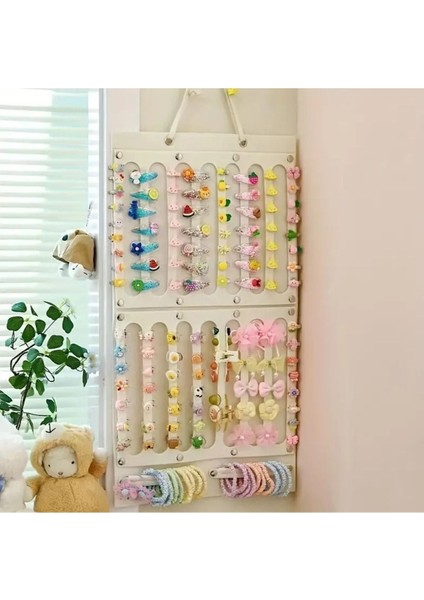 Ekru Keçe Saç Aksesuarı Düzenleyici Çanta ve Depolama Sistemleri