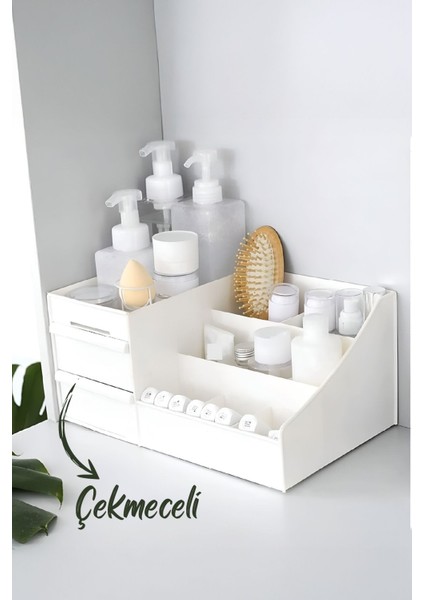 Çekmeceli Çok Amaçlı Organizer, Makyaj ve Takı Düzenleyici, Beyaz, Kullanışlı ve Şık