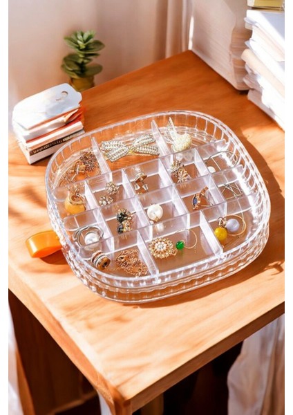 Beyaz 16 Bölmeli Takı ve Makyaj Saklama Kutusu SHN-1154