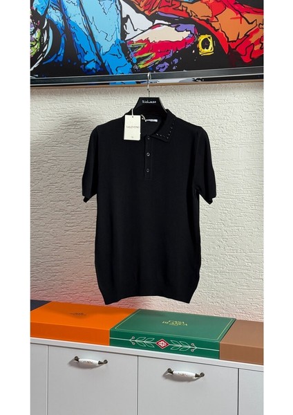 Yaka Taş Detaylı Erkek Polo T-Shirt Nw modelleri