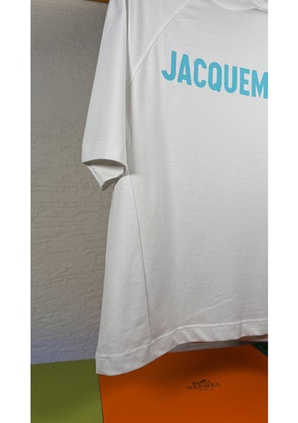 Logo Baskılı Oversize Beyaz Erkek T-Shirt Nw indirimleri