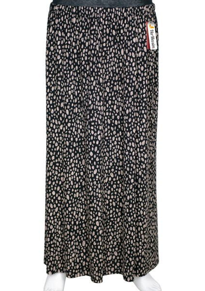 Kadın Ecem Battal Beden 8 Parça Lastikli Siyah Etek D47