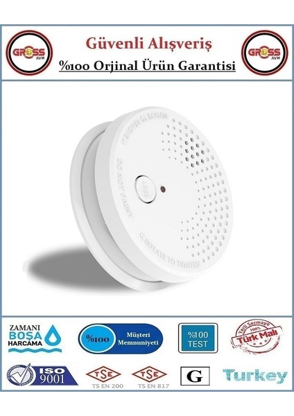 Kablosuz Duman Dedektörü - 85DB - Orjinal Ürün - Pil Dahil Değildir